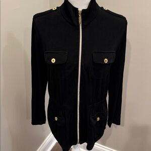 Chico’s Travelers Black Utility Zip Jacket Size 1